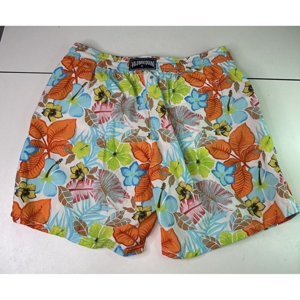 Vilebrequin Mens Swim Trunks Swimwear Lined Floral Flower Pattern Sz XXXL 3XL